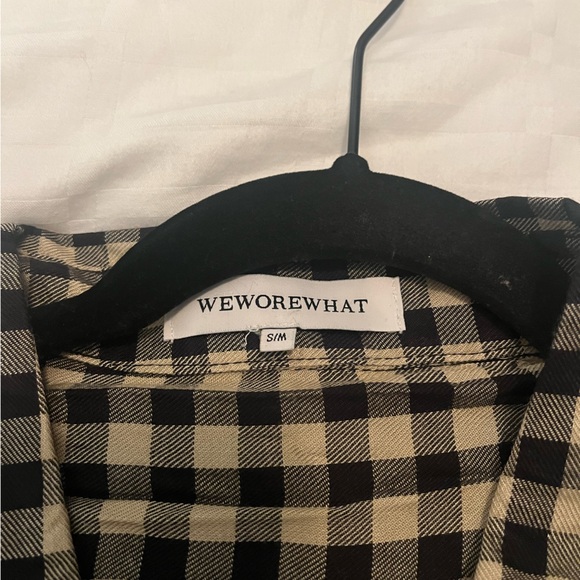 WeWoreWhat Boyfriend Herringbone Shirt | Black x Khaki - / S-M - Picture 3 of 3